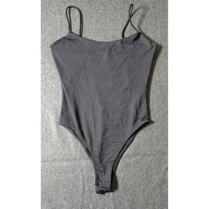 Zara Womens Black Spaghetti Strap Scoop Neck Bodysuit Small Snap Closure